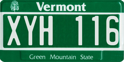 VT license plate XYH116