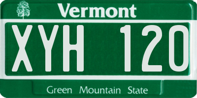 VT license plate XYH120