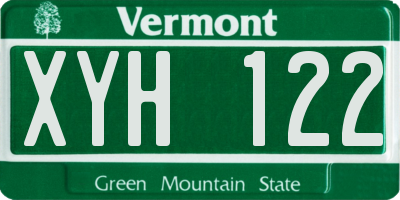 VT license plate XYH122
