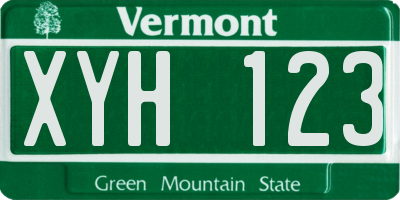 VT license plate XYH123