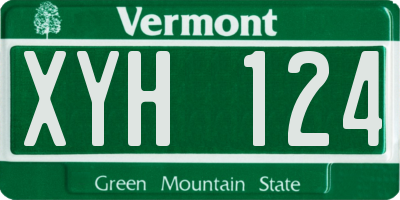VT license plate XYH124