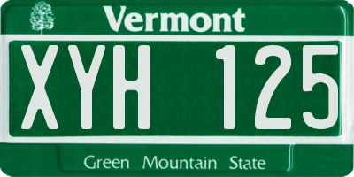 VT license plate XYH125