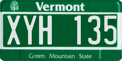 VT license plate XYH135