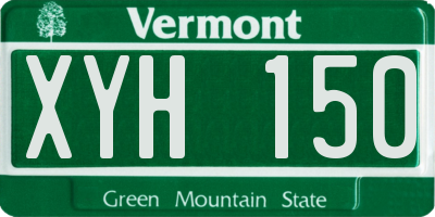 VT license plate XYH150
