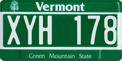 VT license plate XYH178