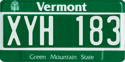 VT license plate XYH183