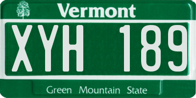 VT license plate XYH189