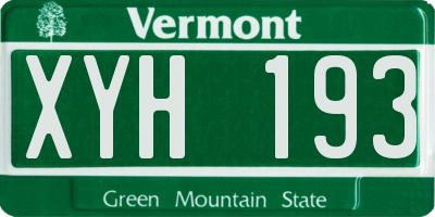 VT license plate XYH193