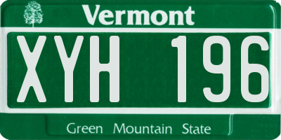 VT license plate XYH196