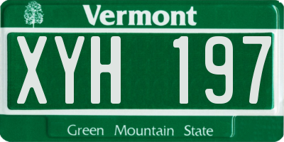 VT license plate XYH197