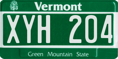 VT license plate XYH204