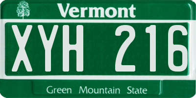 VT license plate XYH216