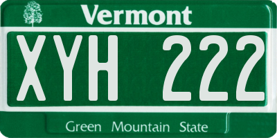VT license plate XYH222