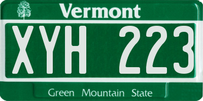 VT license plate XYH223