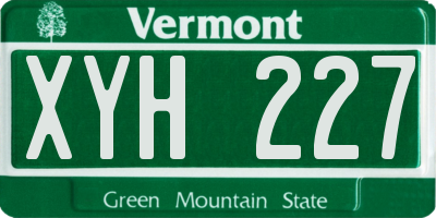 VT license plate XYH227