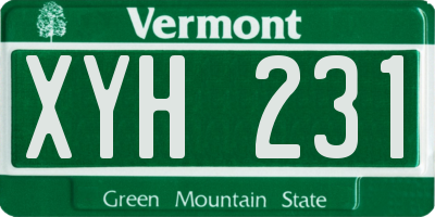 VT license plate XYH231