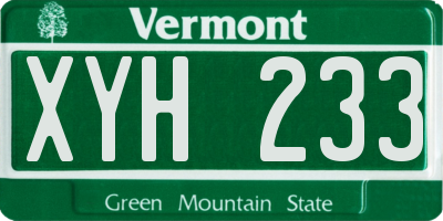 VT license plate XYH233