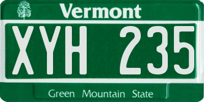 VT license plate XYH235