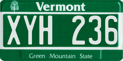 VT license plate XYH236