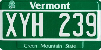 VT license plate XYH239