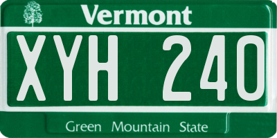 VT license plate XYH240