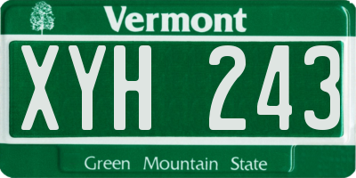 VT license plate XYH243