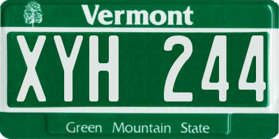 VT license plate XYH244