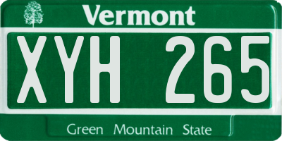 VT license plate XYH265