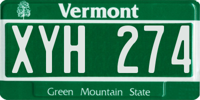 VT license plate XYH274