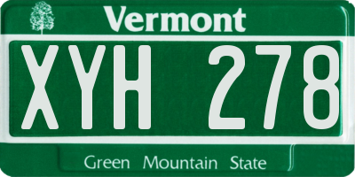 VT license plate XYH278