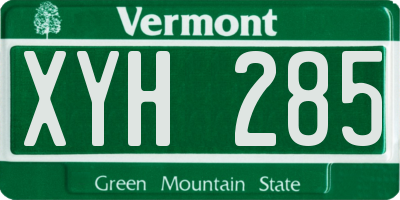 VT license plate XYH285