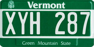 VT license plate XYH287