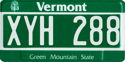 VT license plate XYH288