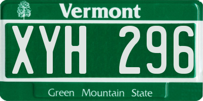 VT license plate XYH296