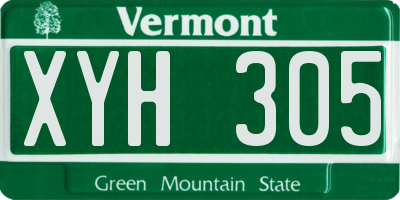 VT license plate XYH305