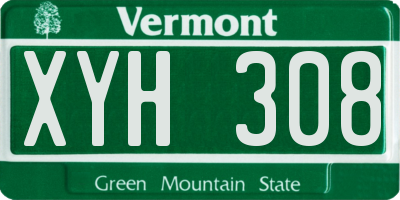 VT license plate XYH308