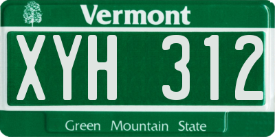 VT license plate XYH312
