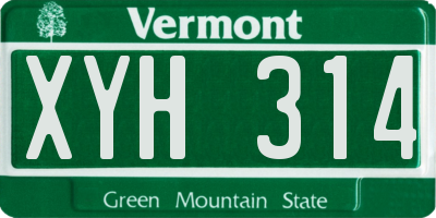 VT license plate XYH314