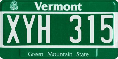 VT license plate XYH315