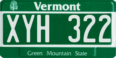 VT license plate XYH322