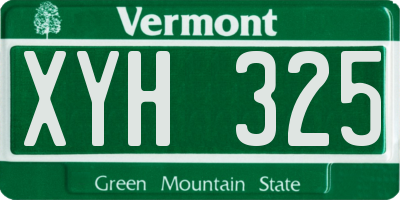 VT license plate XYH325