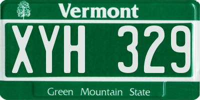 VT license plate XYH329