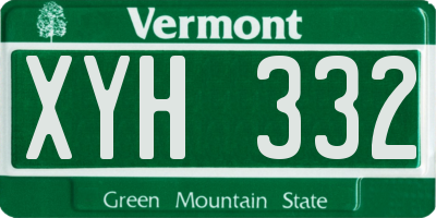 VT license plate XYH332
