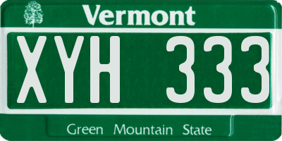 VT license plate XYH333