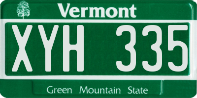 VT license plate XYH335