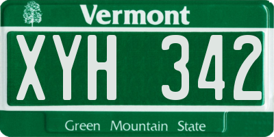 VT license plate XYH342