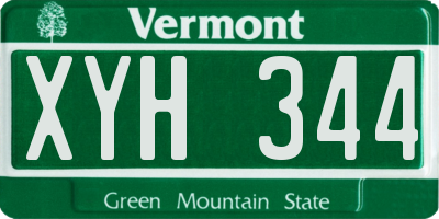 VT license plate XYH344