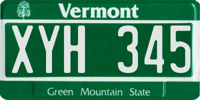 VT license plate XYH345