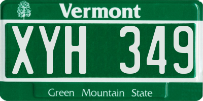 VT license plate XYH349