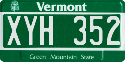VT license plate XYH352